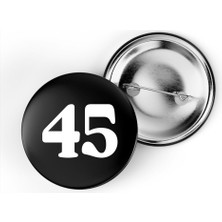 İberk 5 Adet Iğneli Çanta Rozeti - 45 - Sayı - Siyah Arka Plan Beyaz Yazı