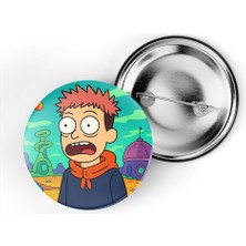 İberk 5 Adet Iğneli Çanta Rozeti - Yuji-Itadori - Rick Morty Dünyası Efektli