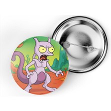 İberk 5 Adet Iğneli Çanta Rozeti - Mewtwo - Rick Morty Dünyası Efektli