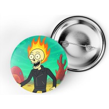 İberk 5 Adet Iğneli Çanta Rozeti - Ghost-Rider - Rick Morty Dünyası Efektli