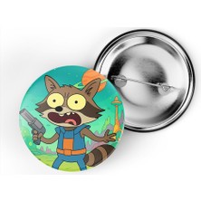 İberk 5 Adet Iğneli Çanta Rozeti - Rocket-Raccoon - Rick Morty Dünyası Efektli