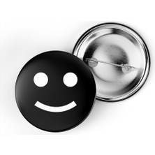İberk 5 Adet Iğneli Çanta Rozeti - Mutlu - Happy - Emojisi - Siyah