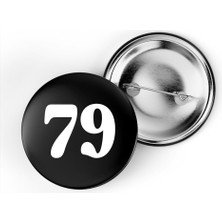 İberk 5 Adet Iğneli Çanta Rozeti - 79 - Sayı - Siyah Arka Plan Beyaz Yazı