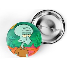 İberk 5 Adet Iğneli Çanta Rozeti - Handsome-Squidward - Rick Morty Dünyası Efektli