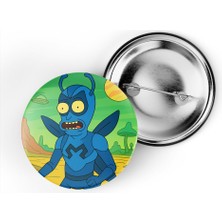 İberk 5 Adet Iğneli Çanta Rozeti - Blue-Beetle - Rick Morty Dünyası Efektli