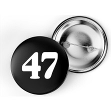İberk 5 Adet Iğneli Çanta Rozeti - 47 - Sayı - Siyah Arka Plan Beyaz Yazı