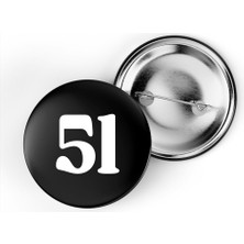 İberk 5 Adet Iğneli Çanta Rozeti - 51 - Sayı - Siyah Arka Plan Beyaz Yazı
