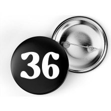 İberk 5 Adet Iğneli Çanta Rozeti - 36 - Sayı - Siyah Arka Plan Beyaz Yazı