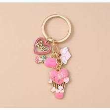 My Balli Store Lüks Görünümlü Pembe Tonlarında Gold Zincirli Çanta Charmı ve Anahtarlık