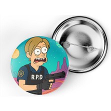 İberk 5 Adet Iğneli Çanta Rozeti - Leon-S-Kennedy - Rick Morty Dünyası Efektli
