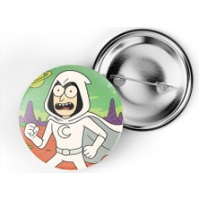 İberk 5 Adet Iğneli Çanta Rozeti - Moon-Knight - Rick Morty Dünyası Efektli
