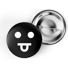 İberk 5 Adet Iğneli Çanta Rozeti - Şapşal - Goofy - Emojisi - Siyah