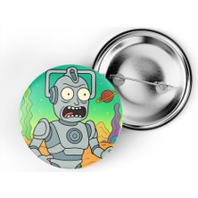 İberk 5 Adet Iğneli Çanta Rozeti - Cyberman - Rick Morty Dünyası Efektli