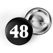 İberk 5 Adet Iğneli Çanta Rozeti - 48 - Sayı - Siyah Arka Plan Beyaz Yazı