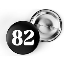 İberk 5 Adet Iğneli Çanta Rozeti - 82 - Sayı - Siyah Arka Plan Beyaz Yazı