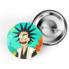 İberk 5 Adet Iğneli Çanta Rozeti - Kenpachi-Zaraki - Rick Morty Dünyası Efektli