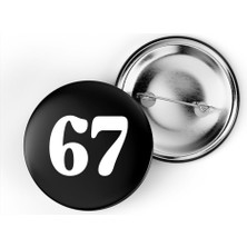 İberk 5 Adet Iğneli Çanta Rozeti - 67 - Sayı - Siyah Arka Plan Beyaz Yazı