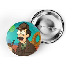 İberk 5 Adet Iğneli Çanta Rozeti - Sherlock-Holmes - Rick Morty Dünyası Efektli