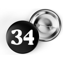 İberk 5 Adet Iğneli Çanta Rozeti - 34 - Sayı - Siyah Arka Plan Beyaz Yazı