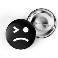 İberk 5 Adet Iğneli Çanta Rozeti - Üzgün - Sad - Emojisi - Siyah