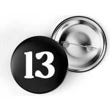 İberk 5 Adet Iğneli Çanta Rozeti - 13 - Sayı - Siyah Arka Plan Beyaz Yazı
