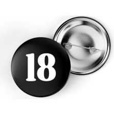 İberk 5 Adet Iğneli Çanta Rozeti - 18 - Sayı - Siyah Arka Plan Beyaz Yazı
