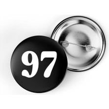 İberk 5 Adet Iğneli Çanta Rozeti - 97 - Sayı - Siyah Arka Plan Beyaz Yazı