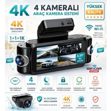 Wificam 4 Kameralı 4K Yüksek Kalite Ekranlı Wifi Araç Kamerası-Gps ve Park Kiti Dahil