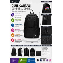 Trendol Fashion Life Okul Çantası Siyah 3 Bölmeli Ergonomik Sırt Destekli Geniş Hacimli Çocuk Sırt Çantası