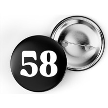 İberk 5 Adet Iğneli Çanta Rozeti - 58 - Sayı - Siyah Arka Plan Beyaz Yazı