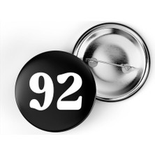 İberk 5 Adet Iğneli Çanta Rozeti - 92 - Sayı - Siyah Arka Plan Beyaz Yazı