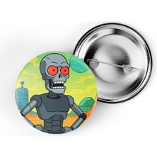 İberk 5 Adet Iğneli Çanta Rozeti - T-800 - Rick Morty Dünyası Efektli