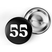 İberk 5 Adet Iğneli Çanta Rozeti - 55 - Sayı - Siyah Arka Plan Beyaz Yazı