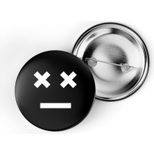İberk 5 Adet Iğneli Çanta Rozeti - Ölü - Dead - Emojisi - Siyah