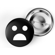 İberk 5 Adet Iğneli Çanta Rozeti - Üzgün - Sad - Emojisi - Siyah
