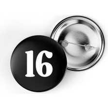 İberk 5 Adet Iğneli Çanta Rozeti - 16 - Sayı - Siyah Arka Plan Beyaz Yazı