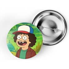 İberk 5 Adet Iğneli Çanta Rozeti - Dustin-Henderson - Rick Morty Dünyası Efektli
