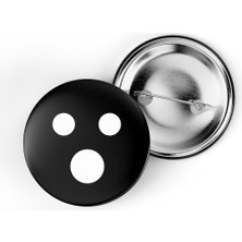 İberk 5 Adet Iğneli Çanta Rozeti - Şok Olmuş - Shocked - Emojisi - Siyah