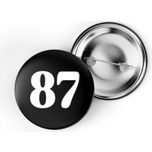 İberk 5 Adet Iğneli Çanta Rozeti - 87 - Sayı - Siyah Arka Plan Beyaz Yazı