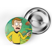 İberk 5 Adet Iğneli Çanta Rozeti - Captain-Kirk - Rick Morty Dünyası Efektli