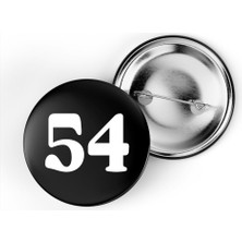 İberk 5 Adet Iğneli Çanta Rozeti - 54 - Sayı - Siyah Arka Plan Beyaz Yazı