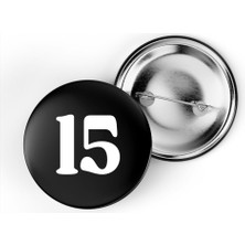İberk 5 Adet Iğneli Çanta Rozeti - 15 - Sayı - Siyah Arka Plan Beyaz Yazı