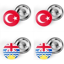 İberk 4'lü Iğneli Çanta Rozeti Türkiye ve Britanya Kolumbiyası Bayrağı - Türk Bayraklı
