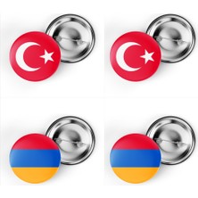 İberk 4'lü Iğneli Çanta Rozeti Türkiye ve Ermenistan Bayrağı - Türk Bayraklı