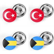 İberk 4'lü Iğneli Çanta Rozeti Türkiye ve Bahamalar Bayrağı - Türk Bayraklı