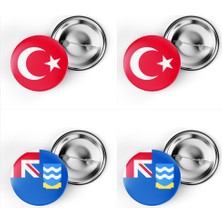 İberk 4'lü Iğneli Çanta Rozeti Türkiye ve Falkland Adaları Bayrağı - Türk Bayraklı