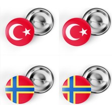 İberk 4'lü Iğneli Çanta Rozeti Türkiye ve Orkney Adaları Bayrağı - Türk Bayraklı