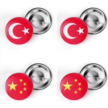 İberk 4'lü Iğneli Çanta Rozeti Türkiye ve Çin Bayrağı - Türk Bayraklı