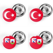 İberk 4'lü Iğneli Çanta Rozeti Türkiye ve Bermuda Bayrağı - Türk Bayraklı
