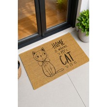 Reflexa Kapı Önü Coco Paspas "home Is Where My Cat Is" Yazılı Kedi Desenli 60 x 40